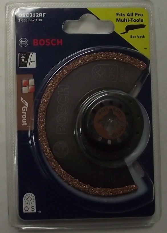 Bosch OSC312RF 3-1/2" x 1/8 Carbide for Grout Removal Oscillating Blade Swiss Ca