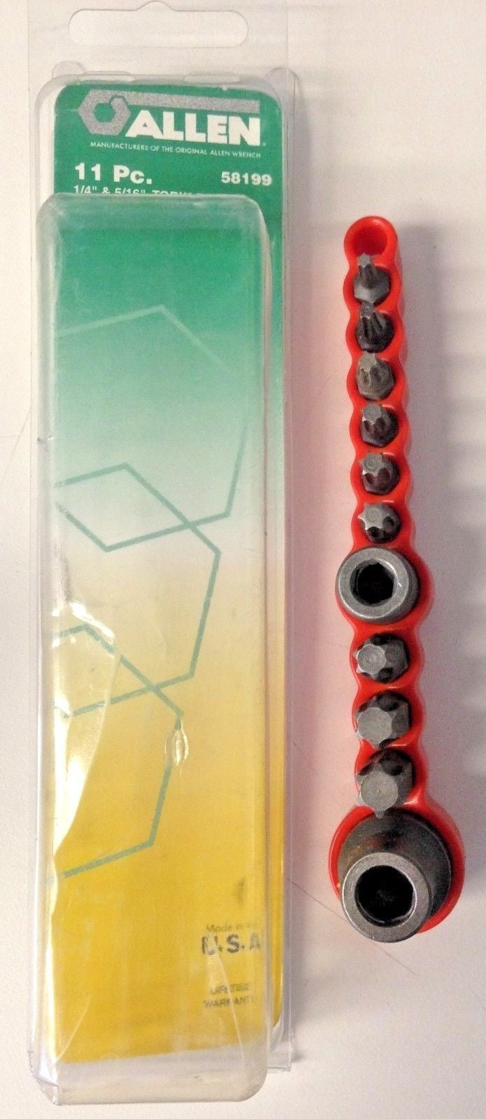 Allen 58199 11 Piece 1/4" and 5/16" Torx Bit Set USA
