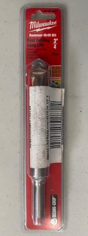 Milwaukee 48-20-8845 3/4" x 4" x 6" L. Carbide 3-Flat Masonry Drill Bit Germany