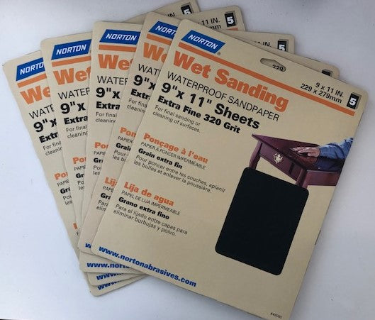 Norton 48080 9"x11" Extra Fine 320 Grit Wet Sanding Sheets (5 packs of 5 25pcs)