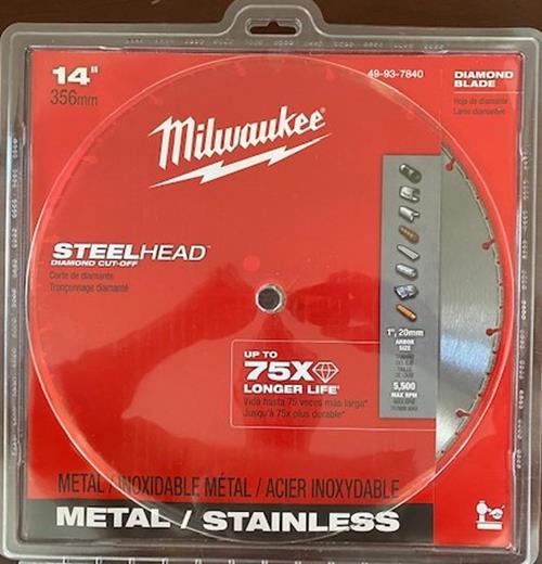 Milwaukee 49-93-7840 14 in. STEELHEAD Diamond Cut-Off Blade
