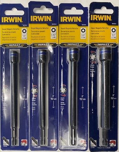 IRWIN 1899939 4 PC 6" IMPACT MAGNETIC NUTSETTER SET (1/4", 5/16", 3/8", 1/2") NU