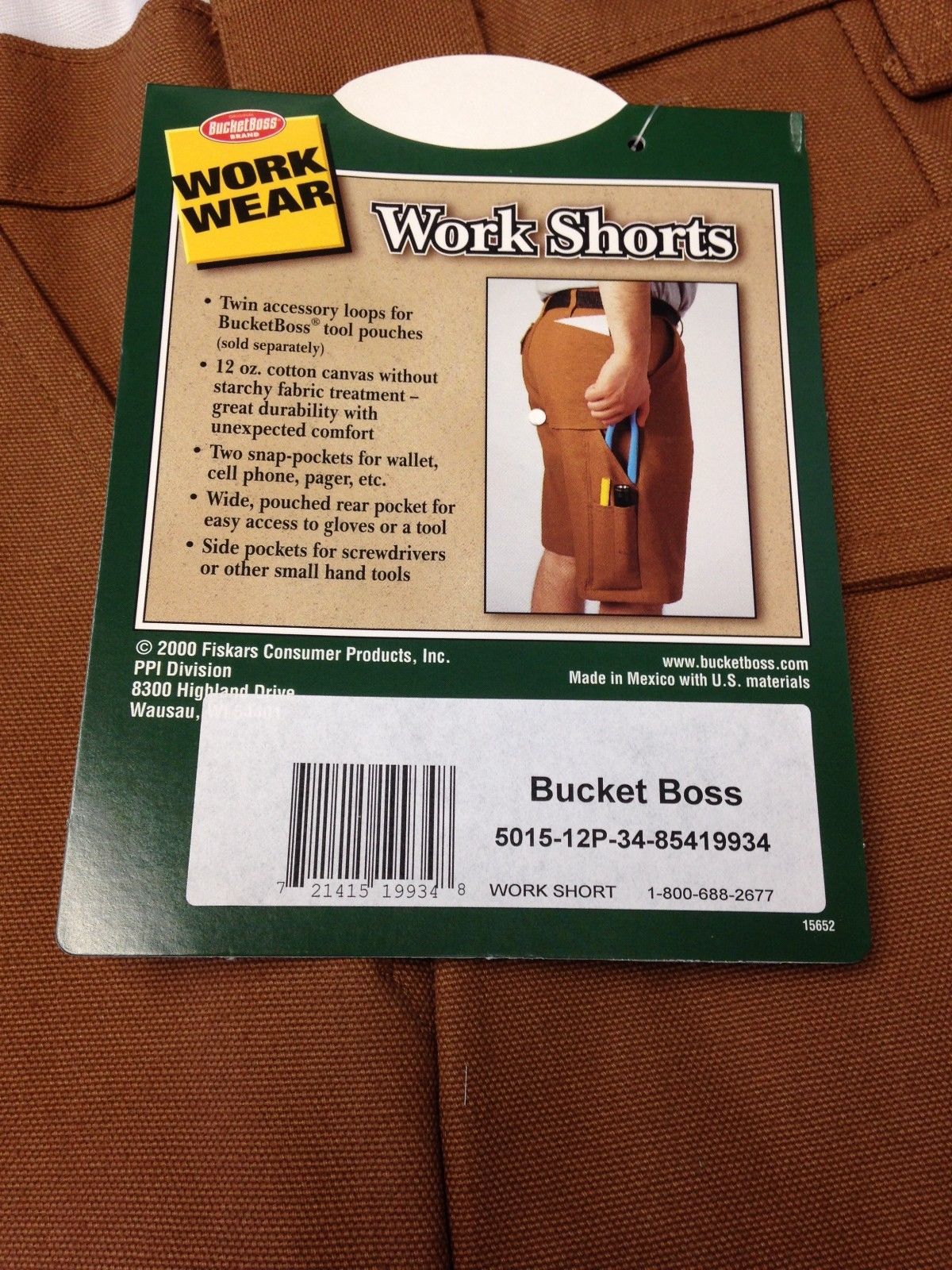 Bucket Boss Brown Work Shorts 32 Waist 5015