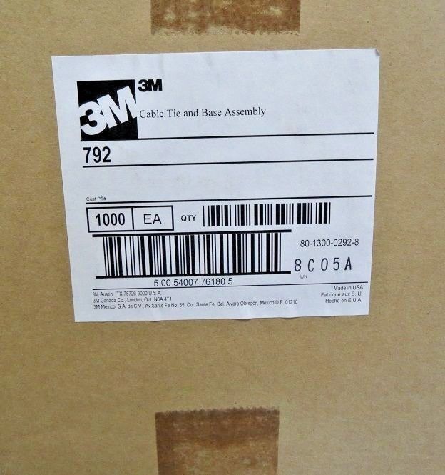 3m Cable 792 Tie And Mounting Base Assembly 1000 Pieces USA