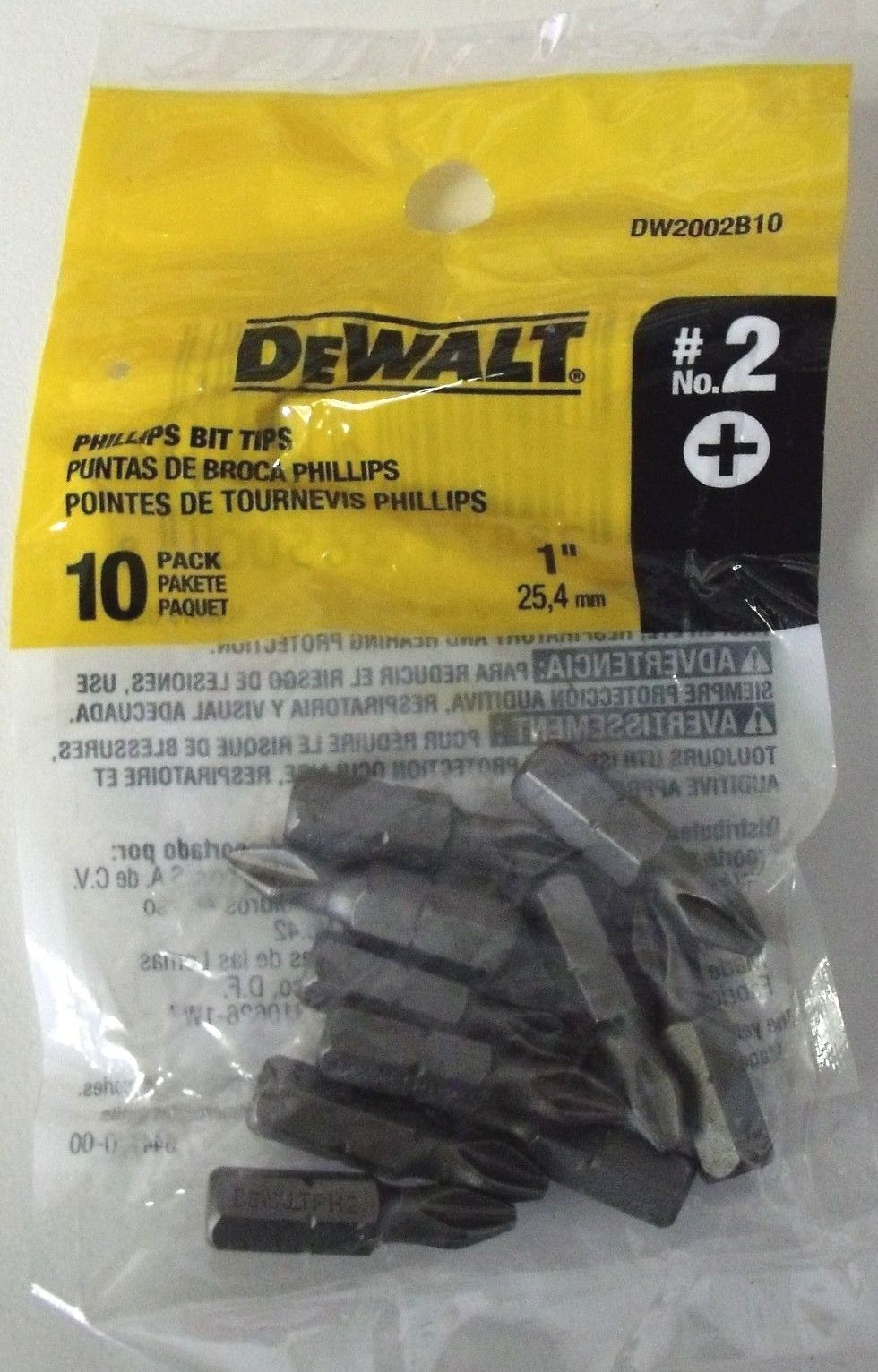 DeWalt DW2002B10 10pcs #2 Phillips Screw Bit Tips 1" long