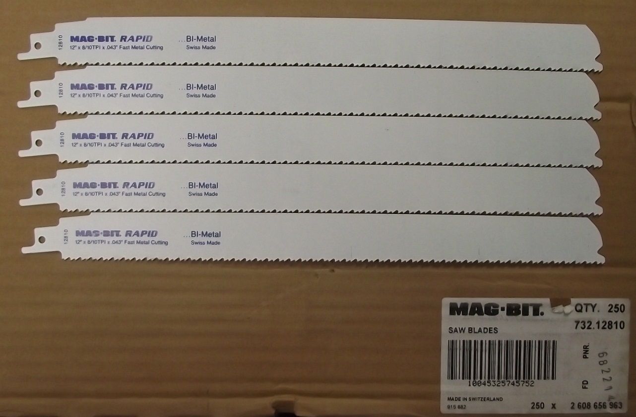 Mag-Bit by Bosch 732.12810 12" x 8/10TPI Bi-metal Recip Saw Blades 5pcs Swiss