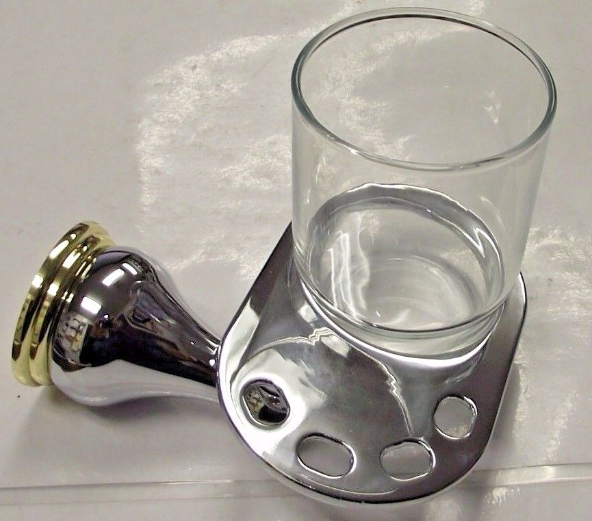 Taymor 04-CB4705 Aztec Toothbrush and Tumbler Holder Polish Chrome and Brass