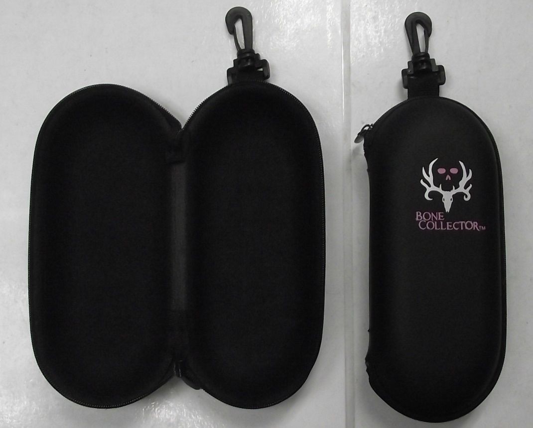Bone Collector BC-PU Zippered Sunglass Case With Pink Eyes