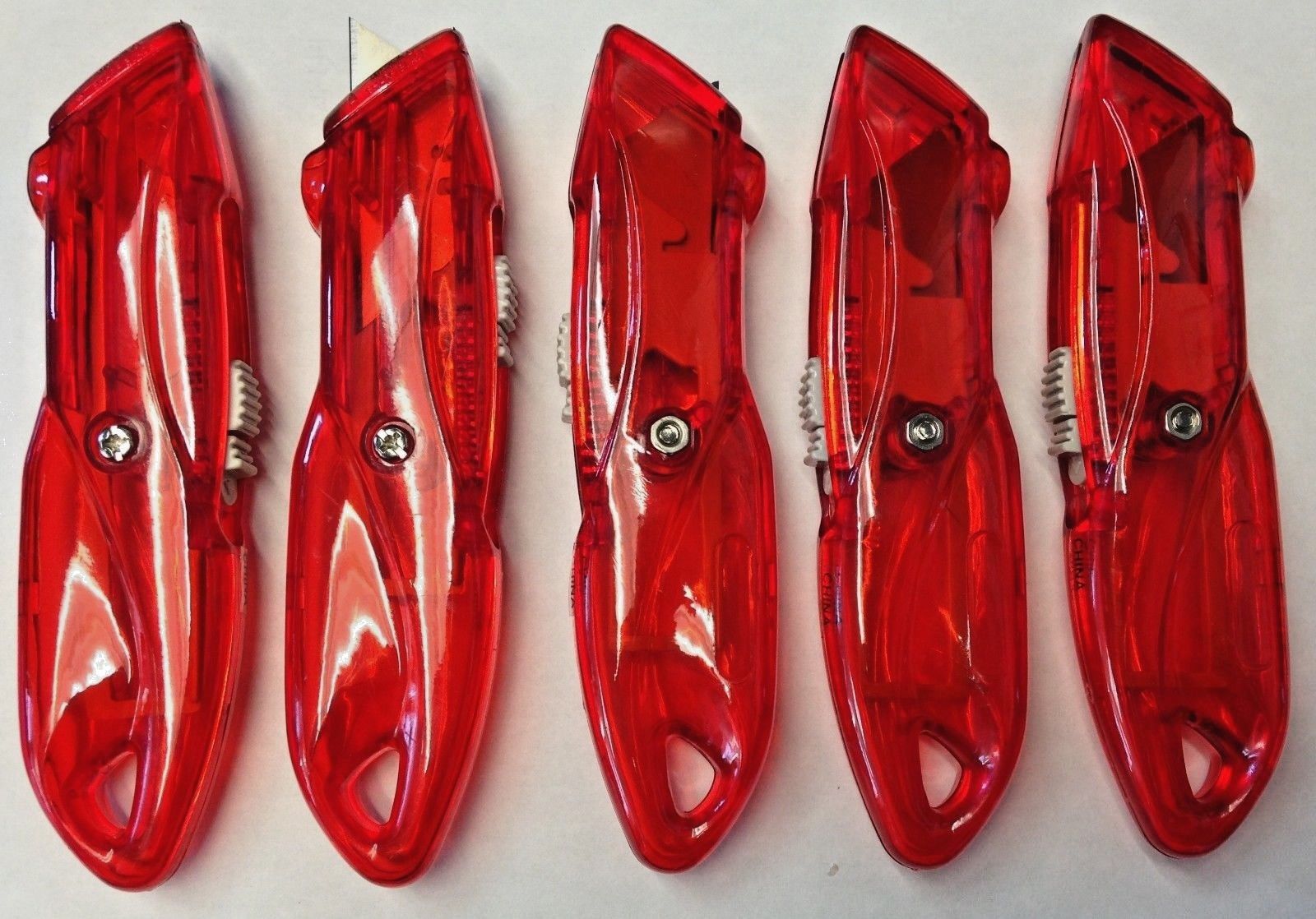 Generic Red Plastic Standard Retractable Utility Knife Red 5 Knives
