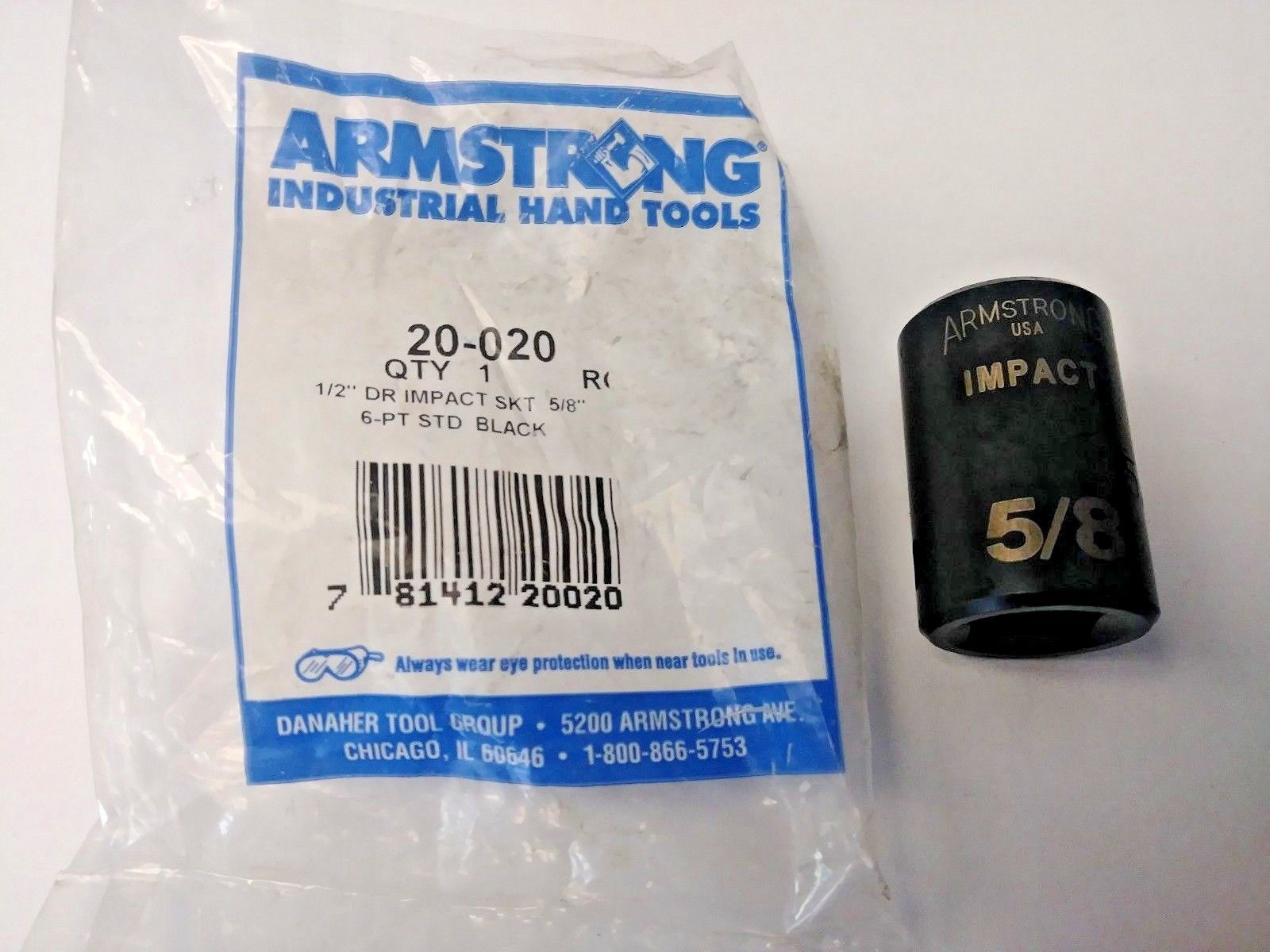 Armstrong 20-020 1/2" Drive 6 Point Impact Socket 5/8" USA