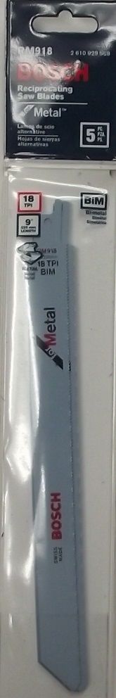 Bosch RM918 9" x 18 TPI Bi-metal Reciprocating Saw Blade 5 pack Swiss