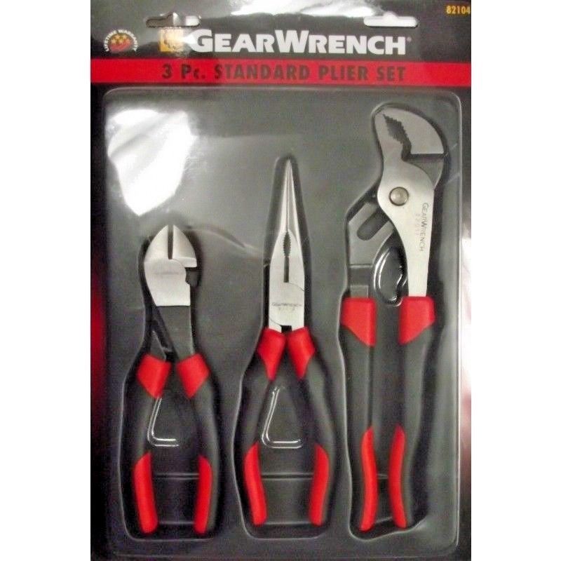 Gearwrench 82104 3 Piece Plier Set Diagonals Needle Nose & Tongue & Groove