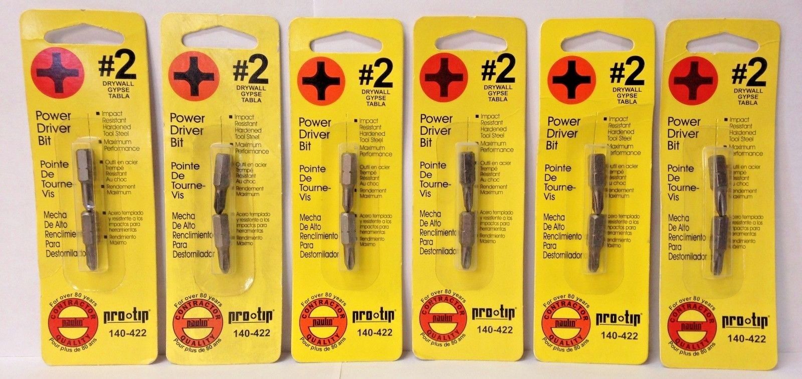 Paulin Pro Tip 140-422 #2 x 1" Phillips Drywall Screw Tips (6 Packs of 2)