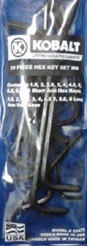 Kobalt  22473 20pc. Hex Key Set Metric USA