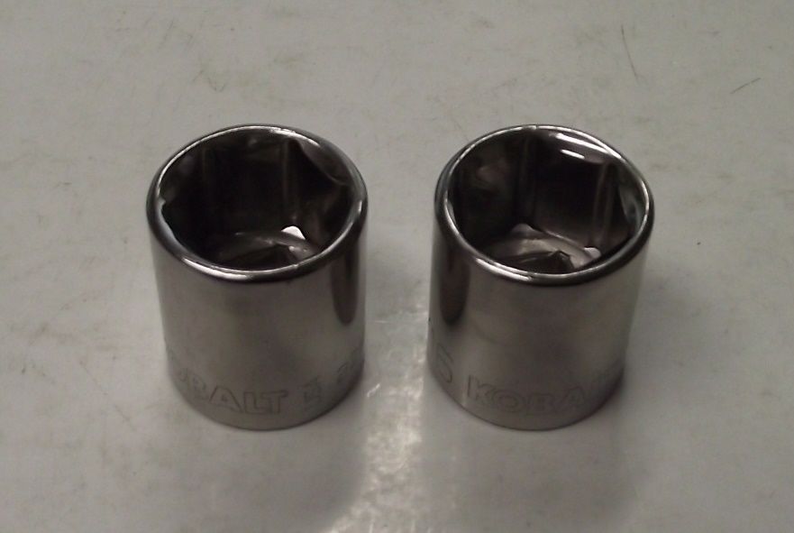 Kobalt 22861 3/8" Drive 11/16" 6 Point Standard Socket USA 2pcs.