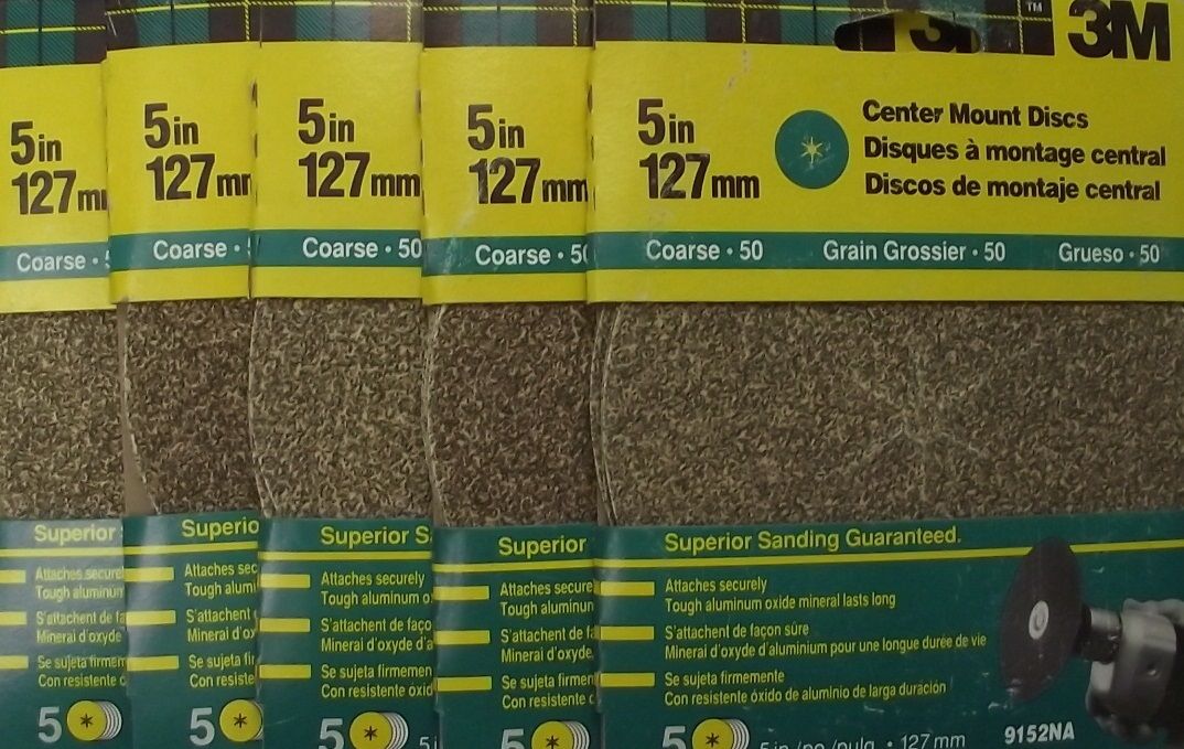 3m 9152NA 5" Center Mount Sanding Discs Sandpaper 50 Grit 25 Discs 5-5 Packs