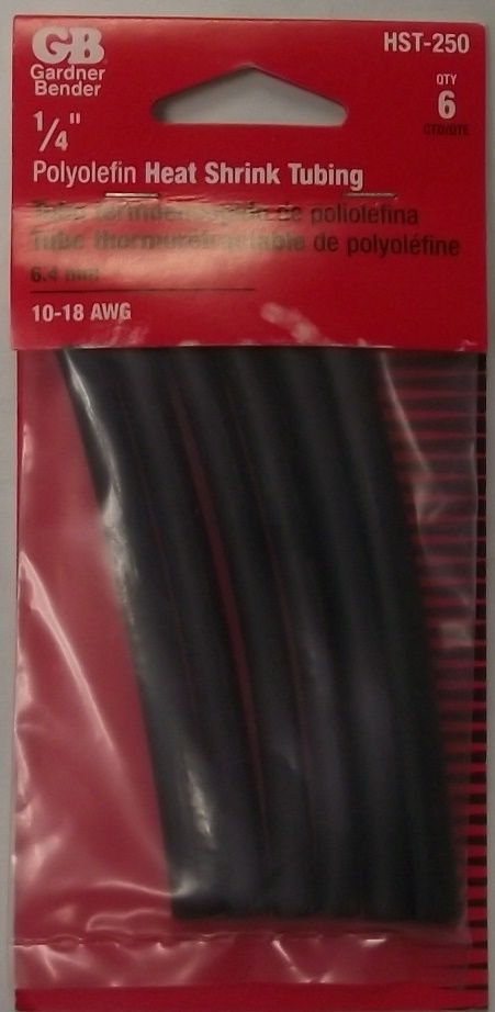 Gardner Bender HST-250 1/4" Polyolefin Heat Shrink Tubing 6pk.