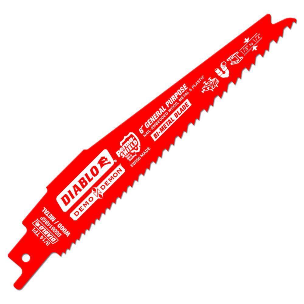 Diablo DS0614BGP5 6" x 8/14 TPI General Purpose Reciprocating Saw Blades 5 Pack