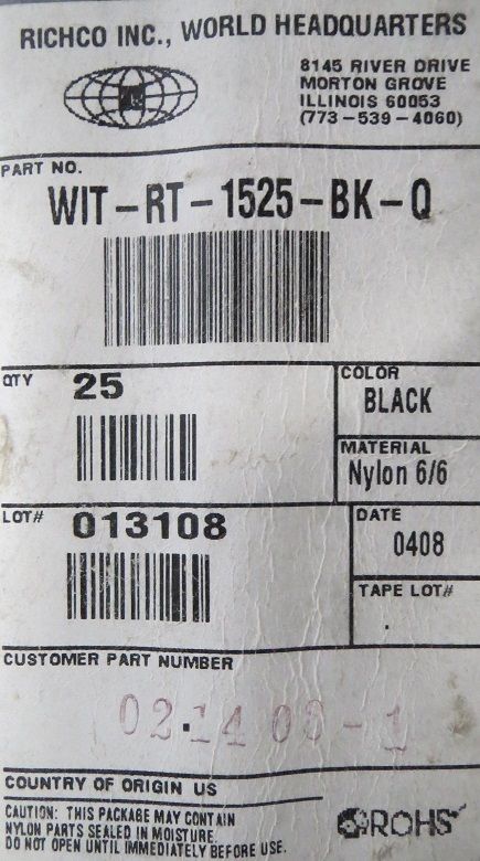 WIRE TIE 250# 15" RELS TAB WIT-RT-1525 Cables 25pcs