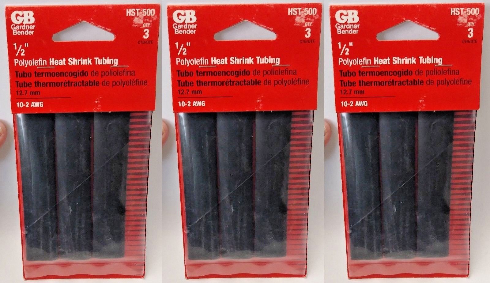 Gardner Bender HST-500 1/2" Polyolefin Heat Shrink Tubing (3 Packs of 3)