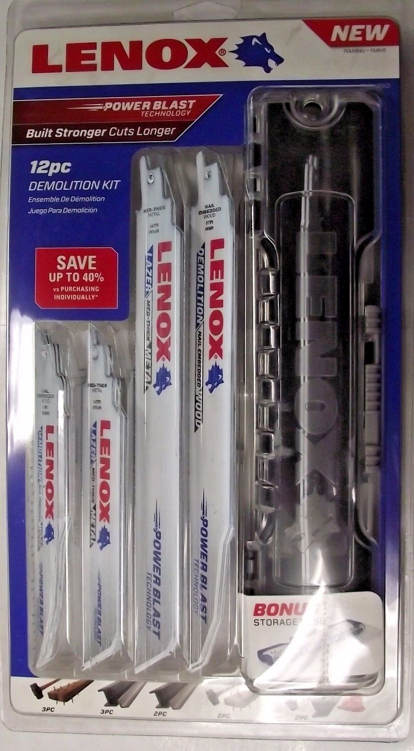 Lenox 1214412RKD 12 Piece Demolition Reciprocating Saw Blade Kit with Case USA