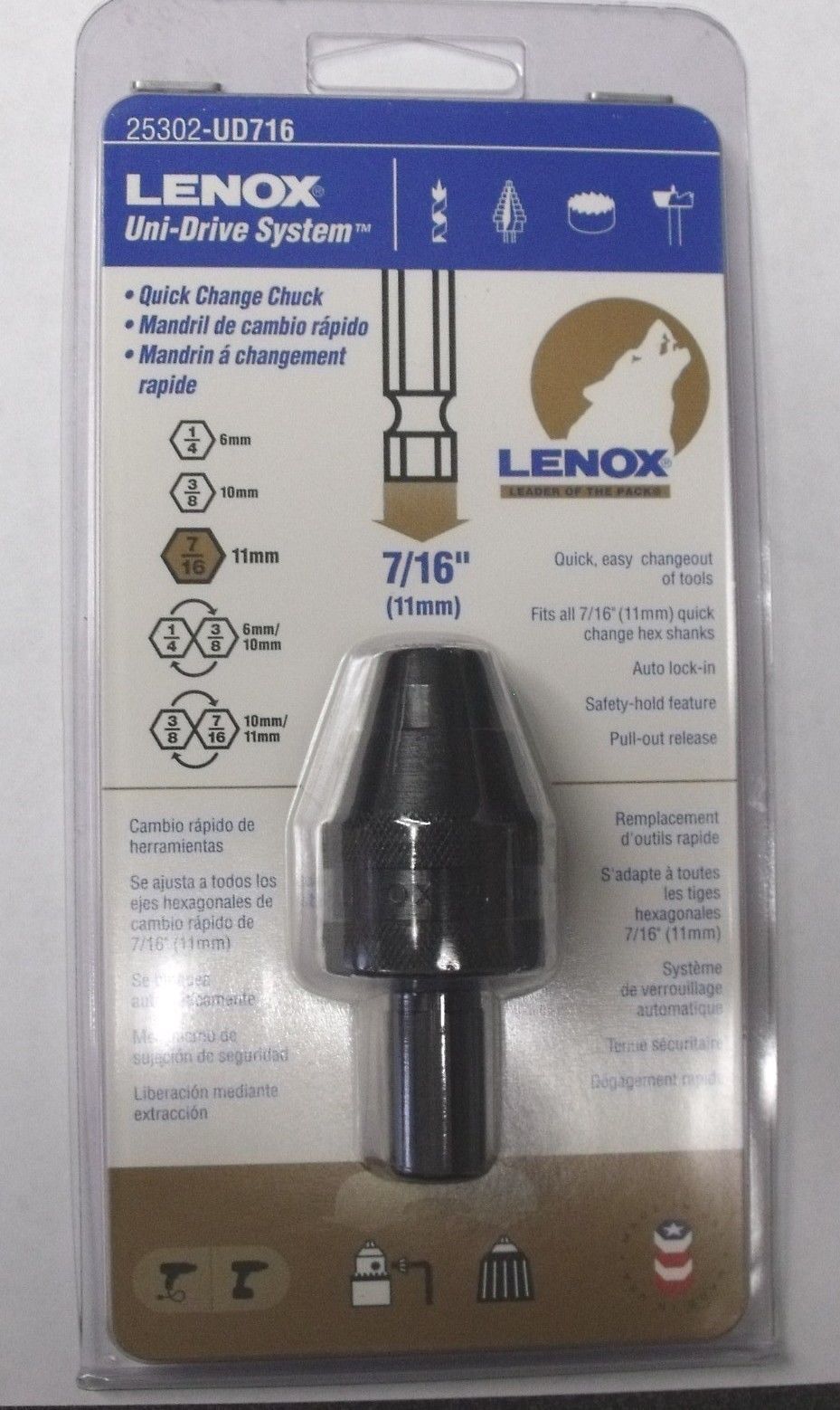 Lenox Uni-Drive 7/16" Quick Change Chuck 25302-UD716 USA