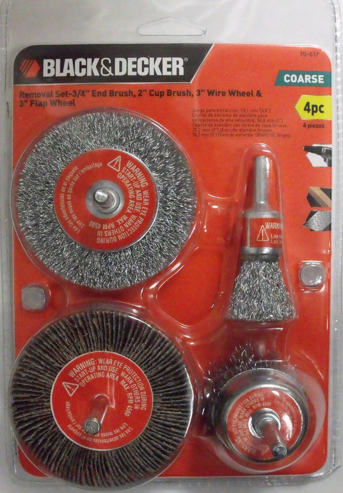 Black & Decker 70-617 4 Piece Set 3" Wire Wheel & Flap Wheel Removal Set