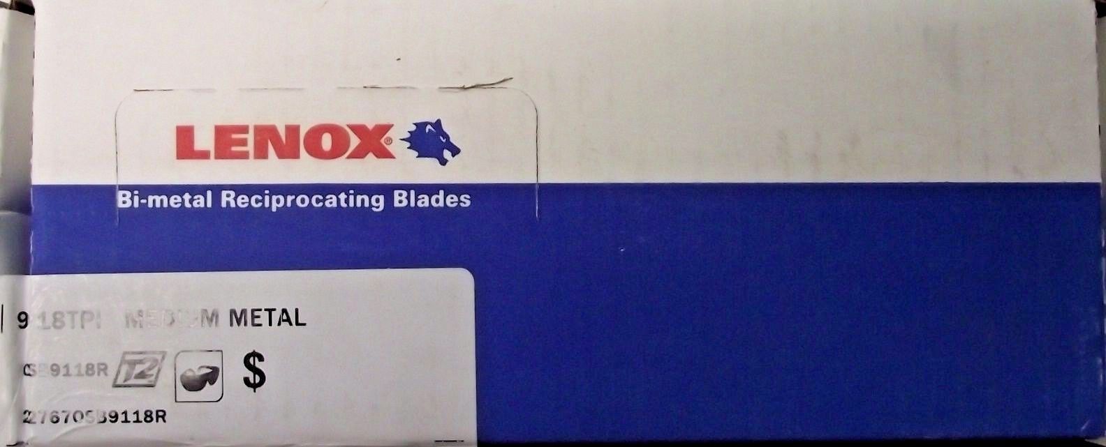 Lenox 22767OSB9118R 9 x 18TPI Laser Bi-Metal Thin Metal Recip Saw Blade 50pk USA