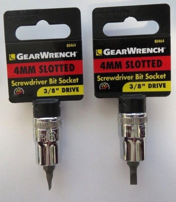 Gearwrench 80464 4mm Slotted Screwdriver Bit Socket 3/8" Drive 2PKS