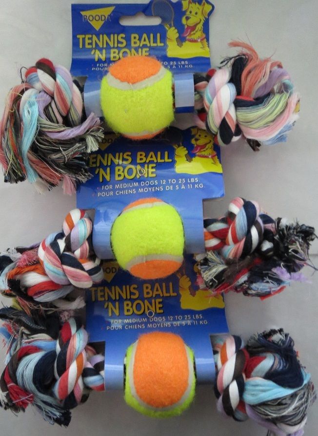 Booda 50822 Dog Chew & Play Tennis Ball And Bone For Dogs 3 Packs