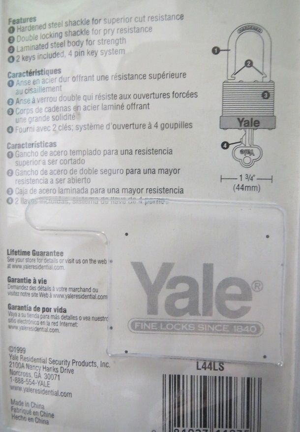Yale L44LS Long Shackle Padlock