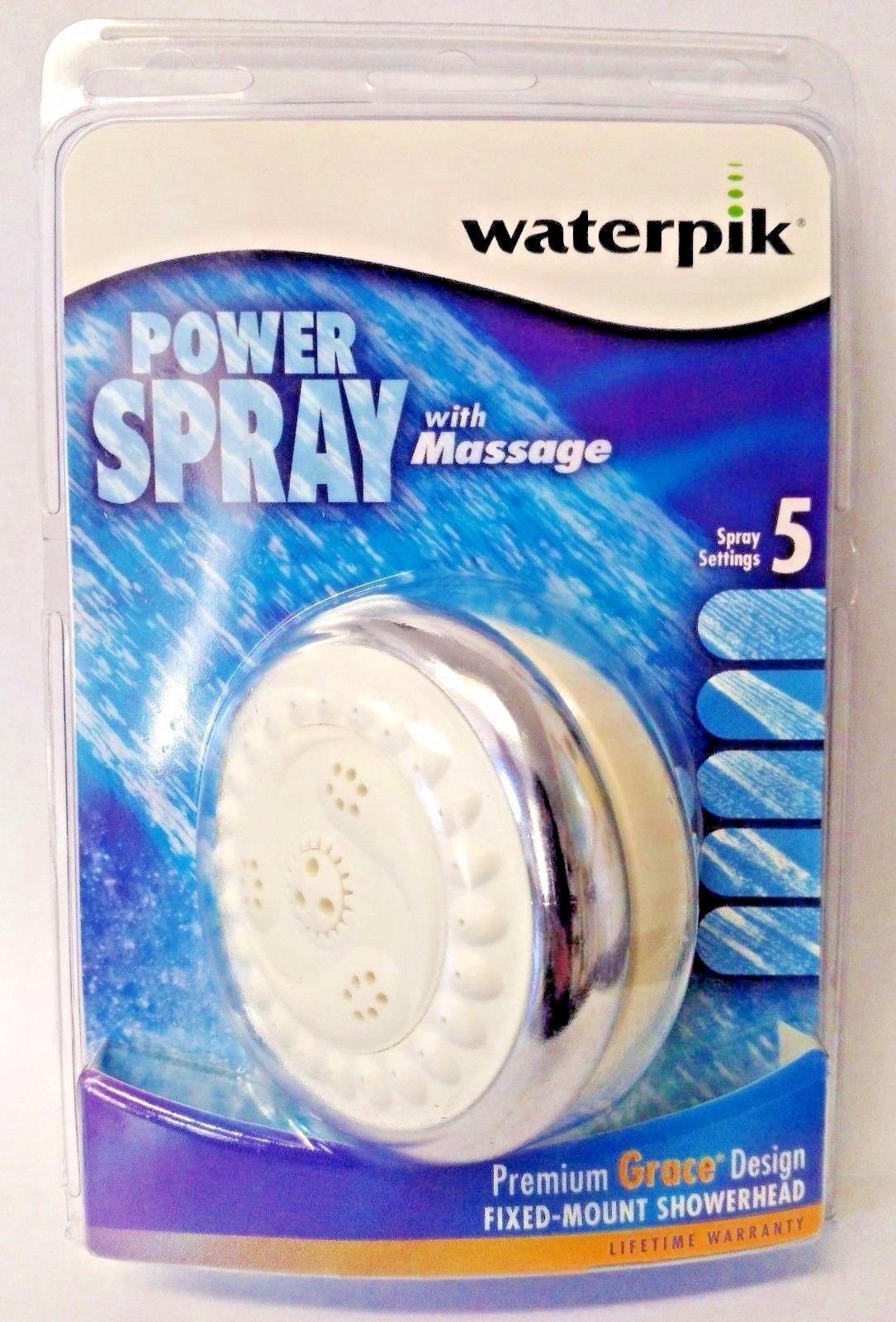 Waterpik NVG-527C Grace Shower Massage 5-Setting Fixed-Mount Showerhead