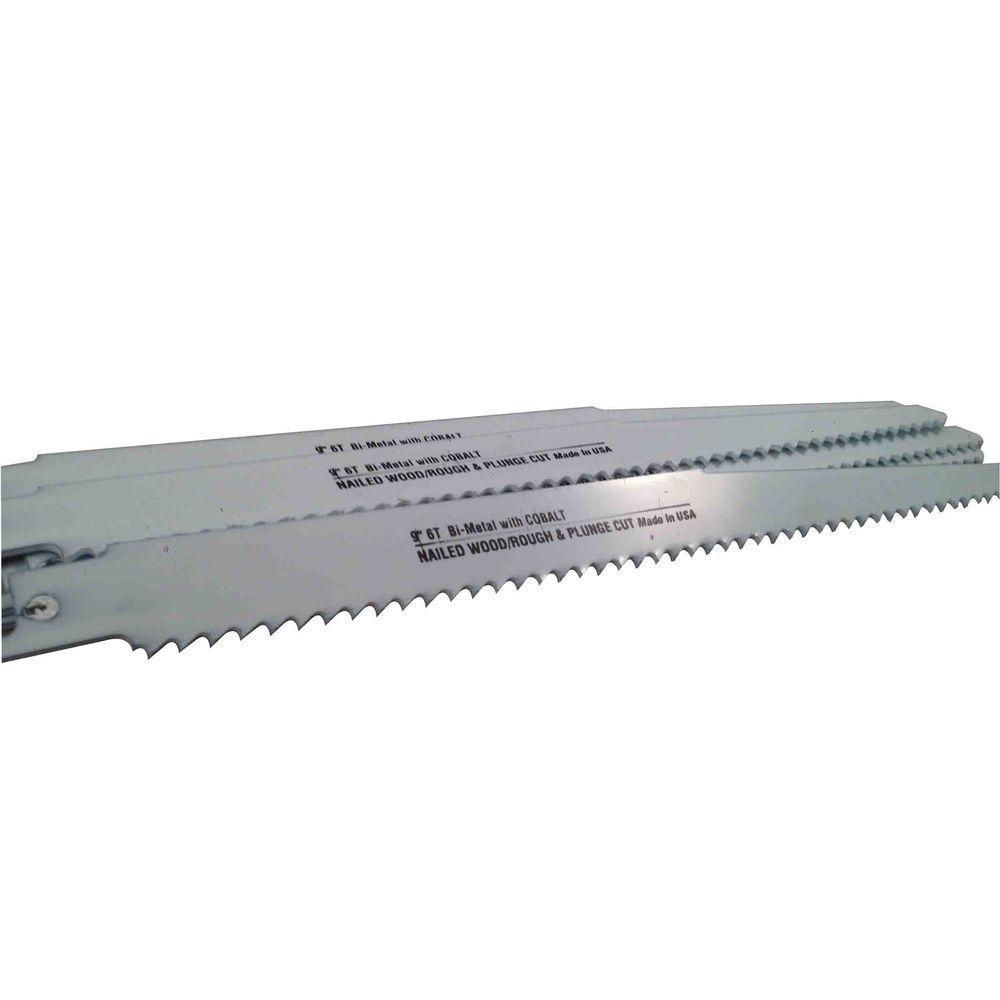 Blu-Mol 6482 9" x 6 TPI Reciprocating Saw Blades USA 10 Pack