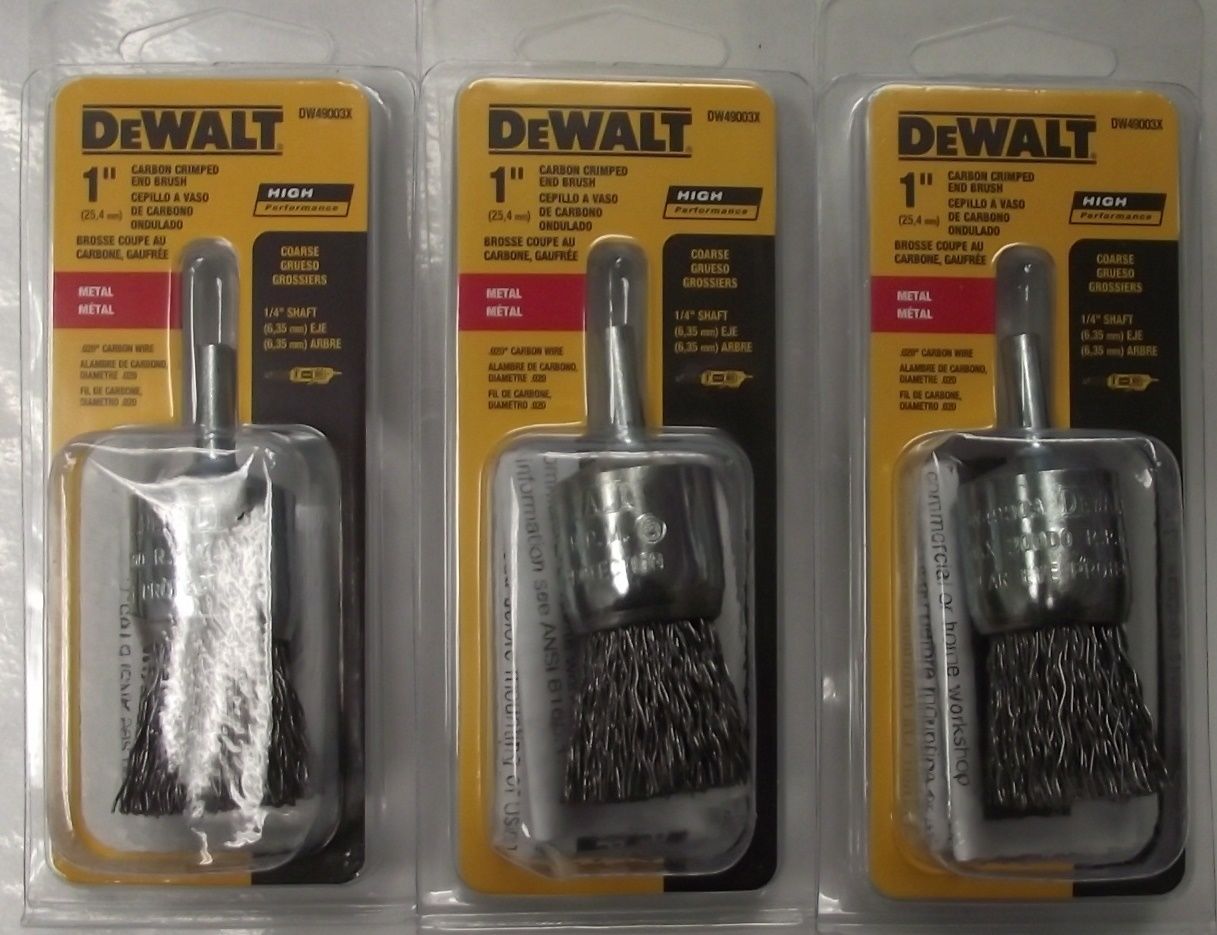 DeWalt DW49003X 1" Carbon Crimped End Brush 1/4" Shank 3pcs.