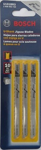 Bosch U101BR3 10tpi U-Shank Jigsaw Blades 3Pcs. Swiss