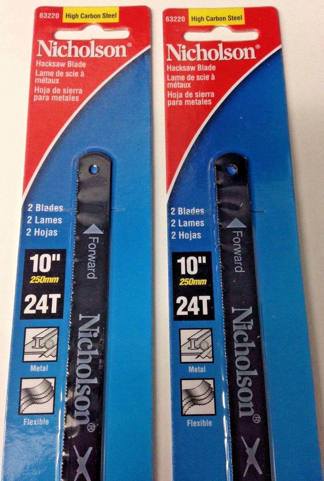 Nicholson 63220 10" x 24T 2 Pack High Carbon Steel Hacksaw Blades 2PKS