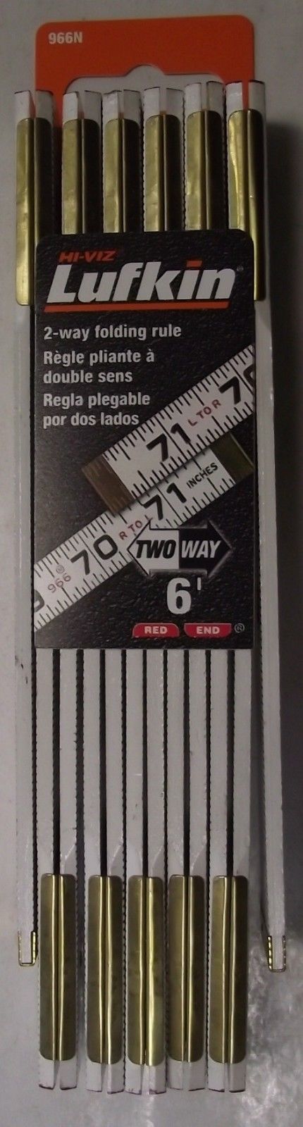 Lufkin 966N 5/8 " X 6 Two Way Folding Rule Flat Inside Markings Red End
