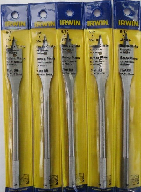 Irwin IW690 5/8" Flat Boring Bit 5 Packs