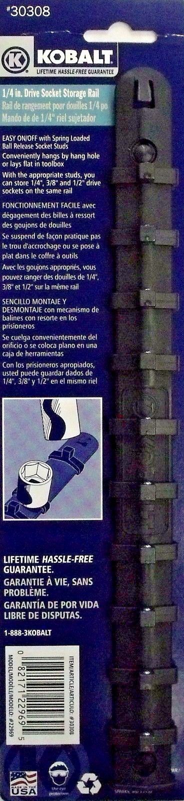 Kobalt 22969 1/4" Drive Socket Storage Rail USA