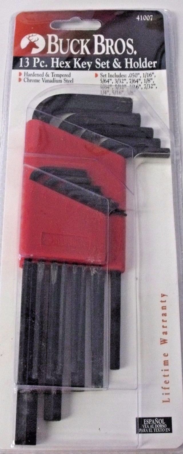 Buck Bros 41007 13 Piece Hex Key Set SAE .050 to 3/8"