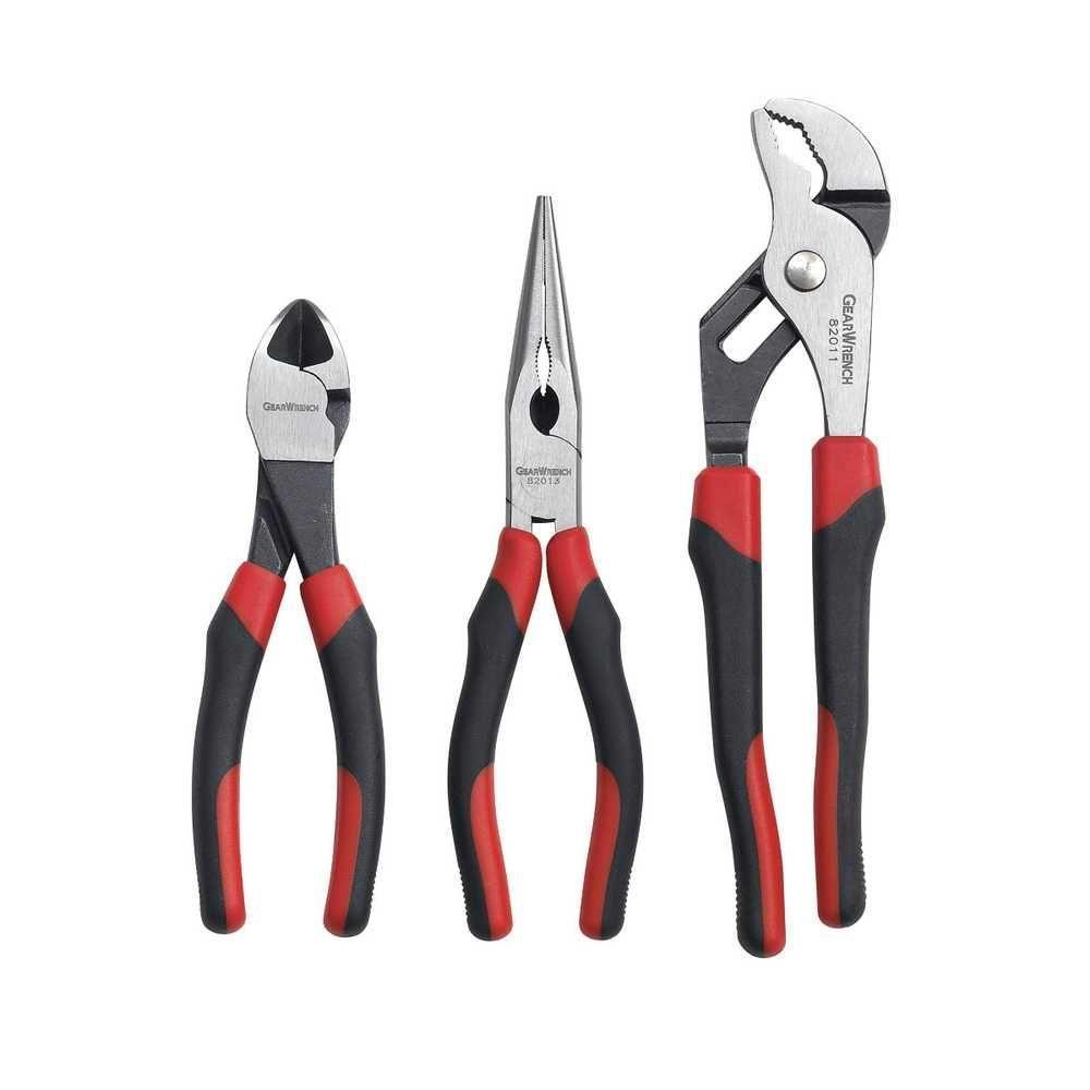 Gearwrench 82104 3 Piece Plier Set Diagonals Needle Nose & Tongue & Groove