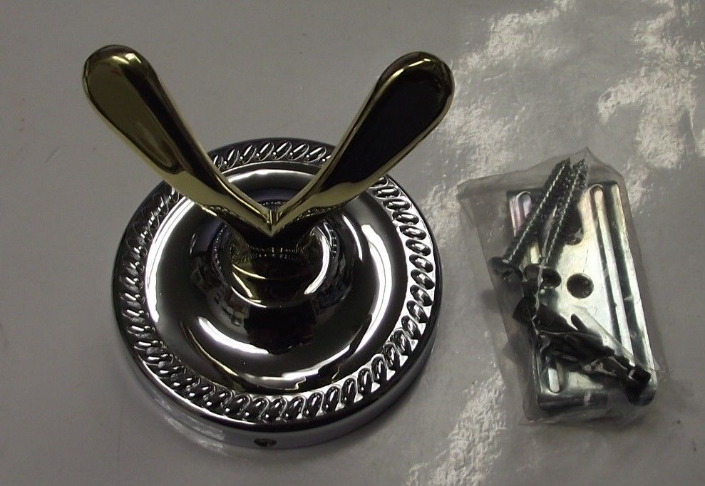 Taymor 04-CB5402 Nautilus Double Robe Hook (Polished Chrome & Brass)