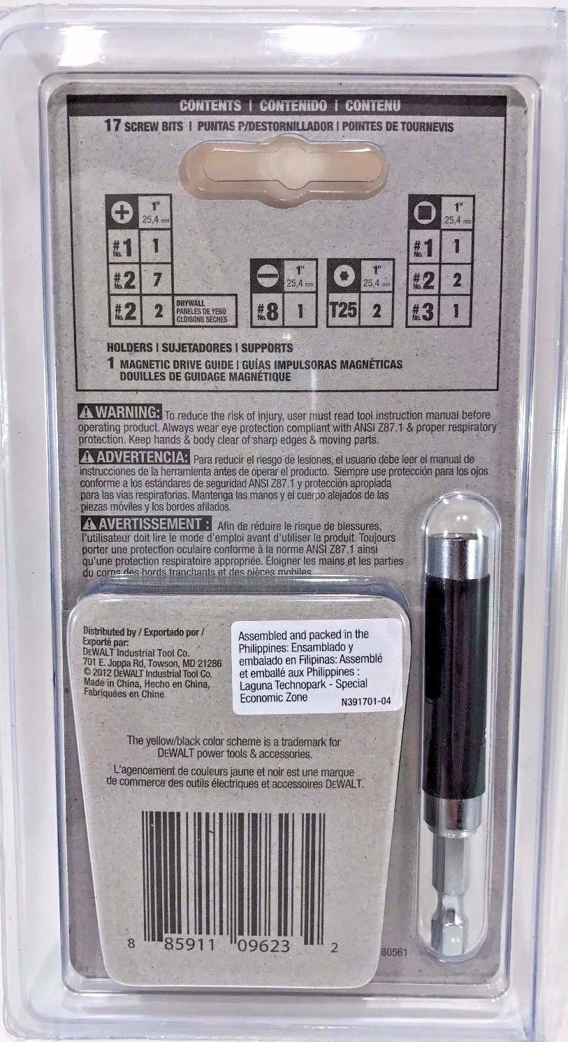 Dewalt DW2058 18 Piece Magnetic Screw Bit Drive Guide Set