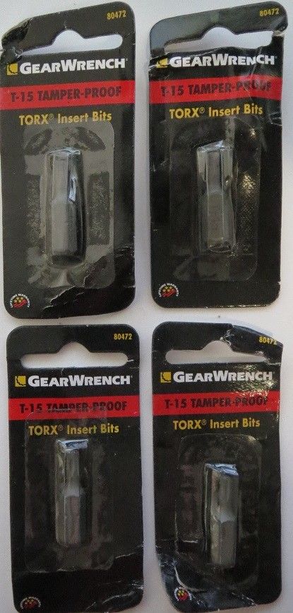 GearWrench 80472 T-15 Tamper Proof Torx Insert Bits 4PKS