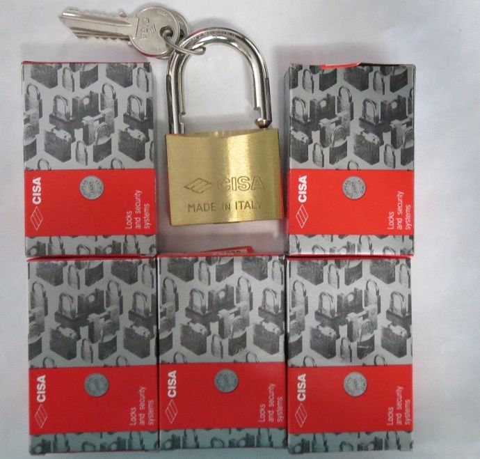 Cisa 22010-50-0 0000-KA 50mm Keyed Alike PadLock Brass Lock Made in Italy 6PCS