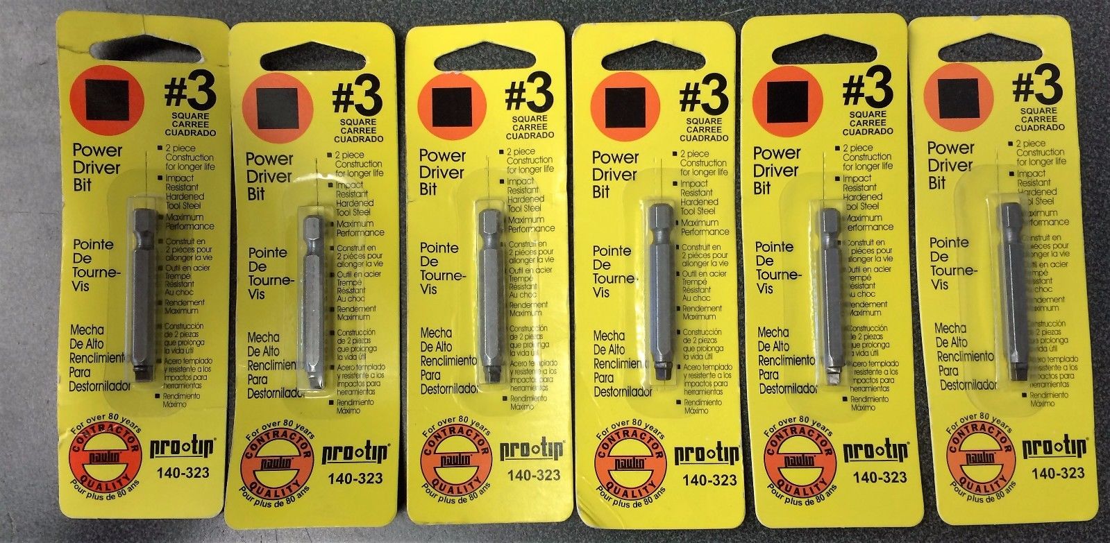 Paulin Pro Tip 140-323 #3 x 2" Square Drive Impact Resistant Screw Tip 6PKS