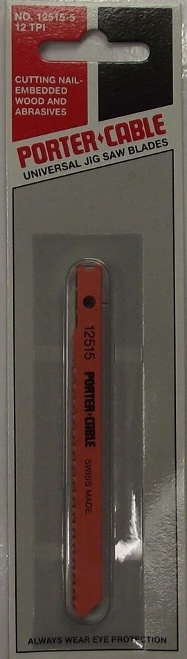 PORTER-CABLE 12515-5 3-5/8" 12 TPI Universal Shank Jig Saw Blade 5pcs Swiss