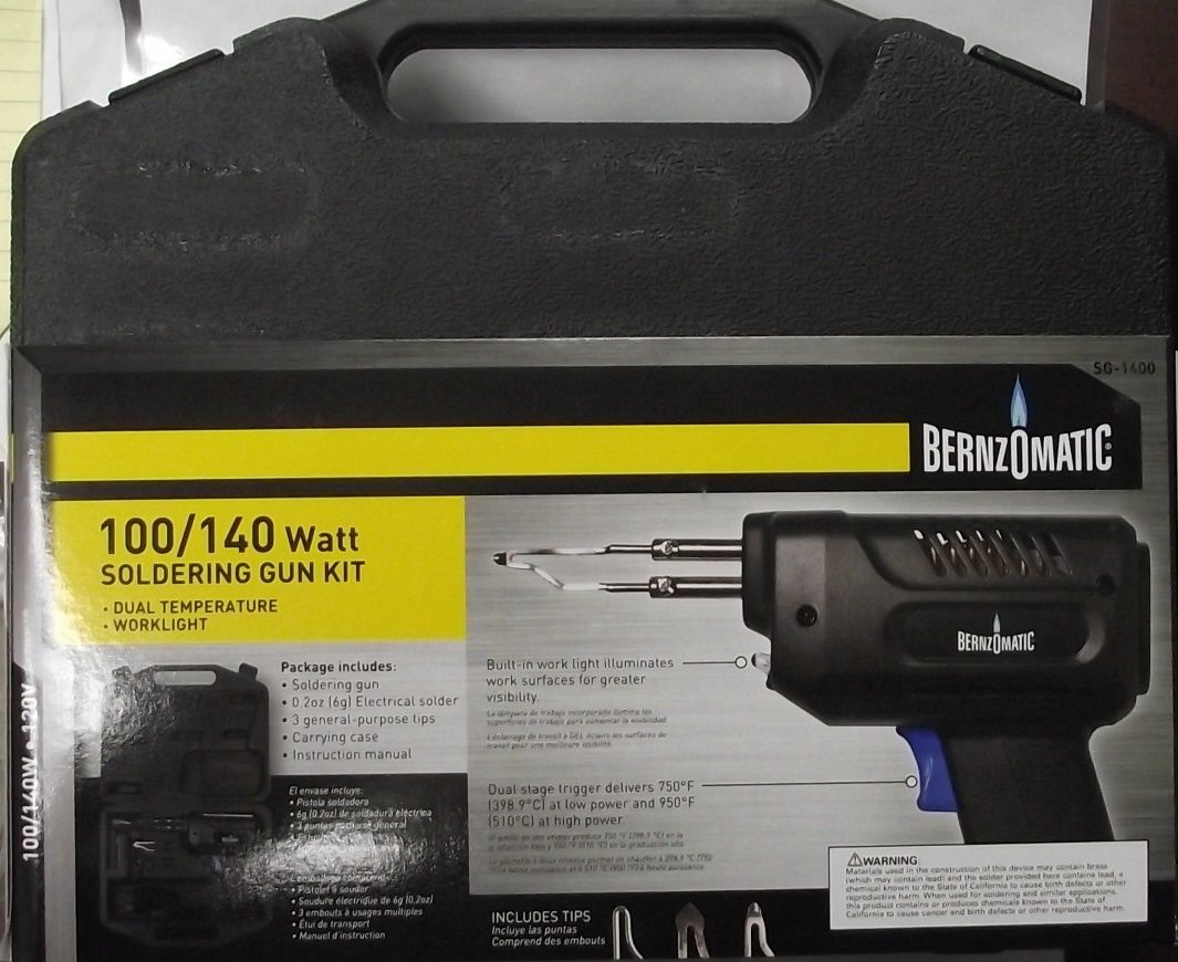 Bernzomatic SG-1400 100/140 Watt Soldering Gun Kit