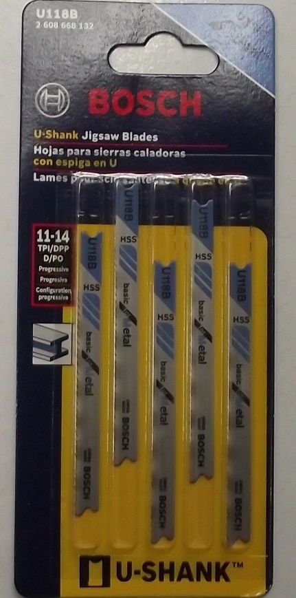 Bosch U118B 2 3/4" 14TPI HSS U-Shank Jigsaw Blade 5 Pack For Metal Swiss