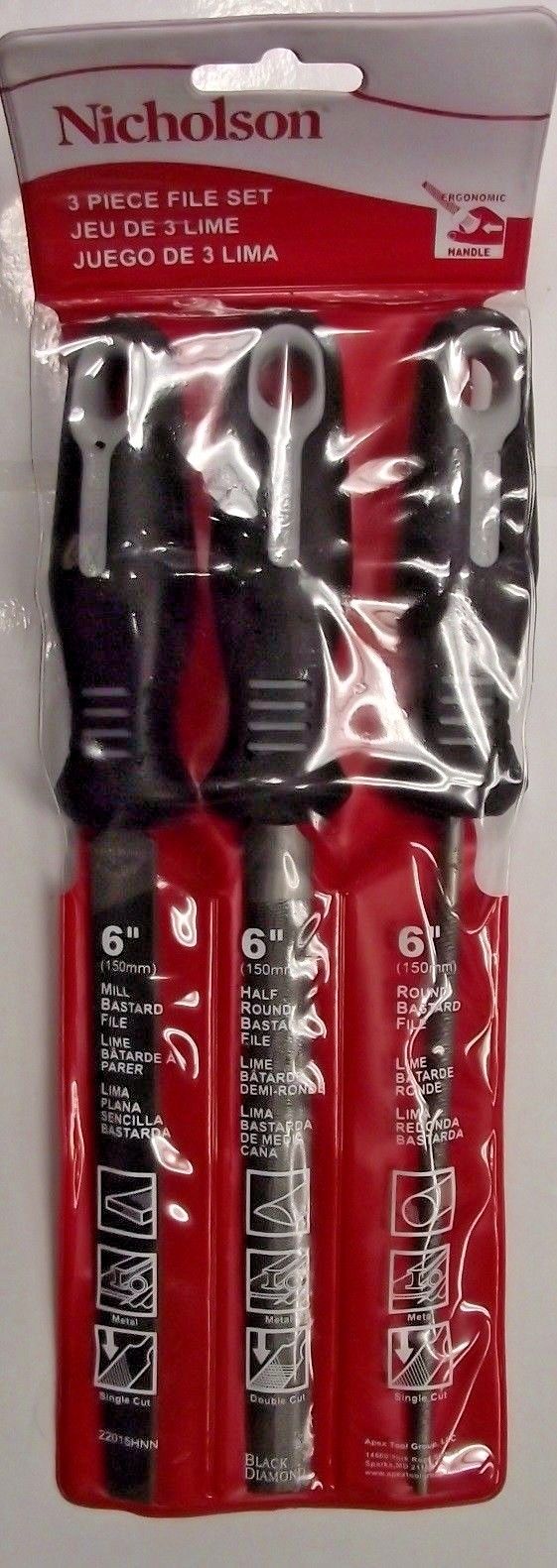 Nicholson 22015HNN 3 Piece File Set With Ergonomic Handle